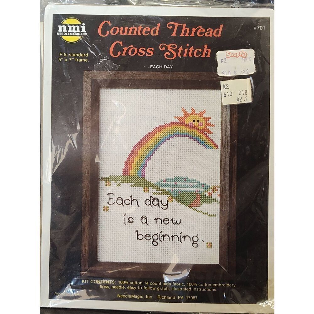 Counted Thread Cross Stitch Kit #701 RAINBOW EACH DAY NMI NeedleMagic NOS 5 X 7